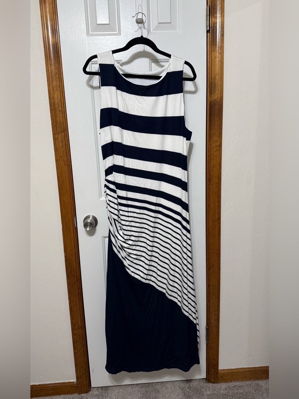 Soft Surroundings Vela Here to Infinity Striped Maxi Dress Navy White|Size 2X
